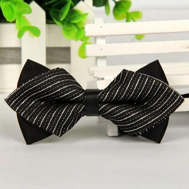 Business Black Golden Butterfly Men Bowtie Luxury Double Layer Pointed Classic Bow Tie Lovely Men Gift For Office And Meetings