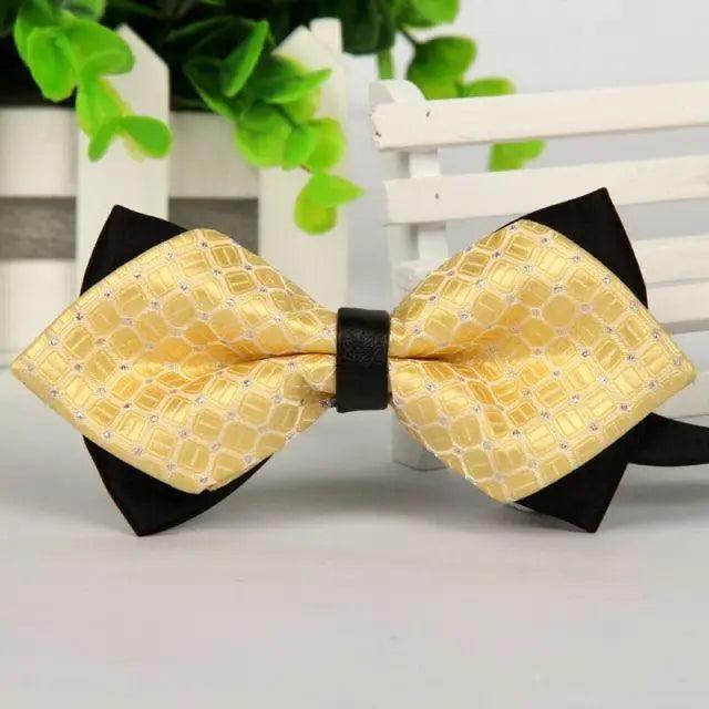 Business Black Golden Butterfly Men Bowtie Luxury Double Layer Pointed Classic Bow Tie Lovely Men Gift For Office And Meetings