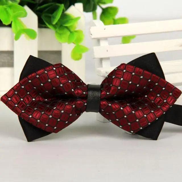 Business Black Golden Butterfly Men Bowtie Luxury Double Layer Pointed Classic Bow Tie Lovely Men Gift For Office And Meetings