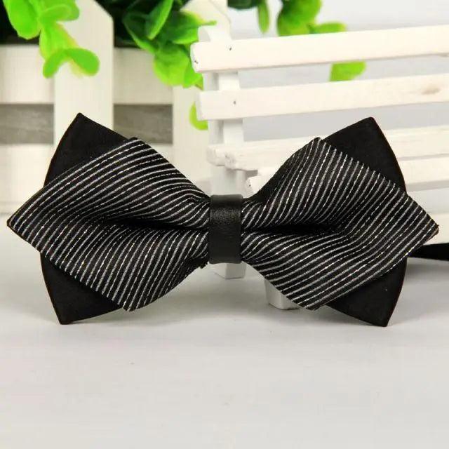 Business Black Golden Butterfly Men Bowtie Luxury Double Layer Pointed Classic Bow Tie Lovely Men Gift For Office And Meetings