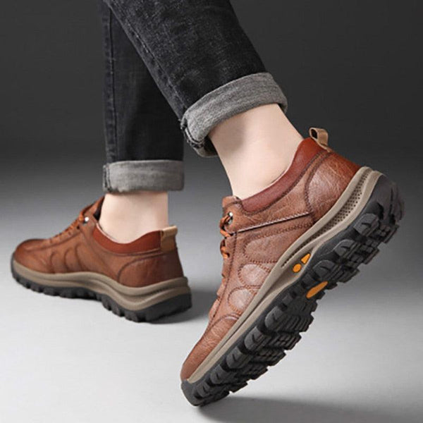Business Black Leather Mens Casual Shoes Spring Lace-up Platform Travel Shoes Wear-Resistant Shoes Elegant Style Men's Shoes Flat Round Toe Fashion Dress Shoes For Men