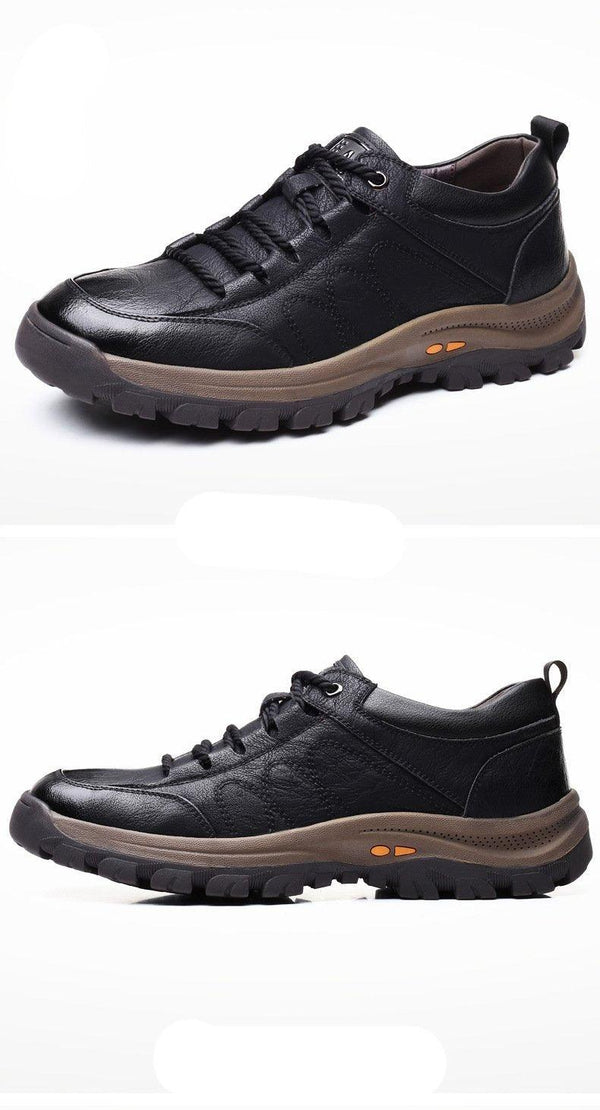 Business Black Leather Mens Casual Shoes Spring Lace-up Platform Travel Shoes Wear-Resistant Shoes Elegant Style Men's Shoes Flat Round Toe Fashion Dress Shoes For Men