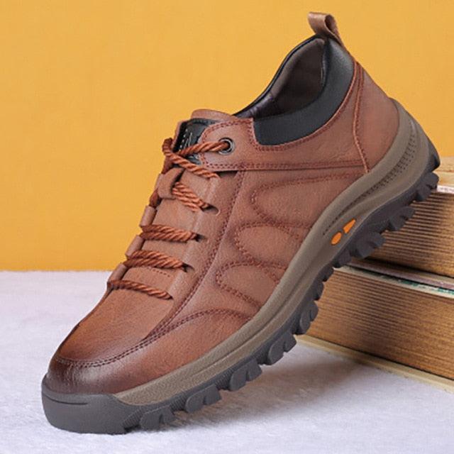 Business Black Leather Mens Casual Shoes Spring Lace-up Platform Travel Shoes Wear-Resistant Shoes Elegant Style Men's Shoes Flat Round Toe Fashion Dress Shoes For Men
