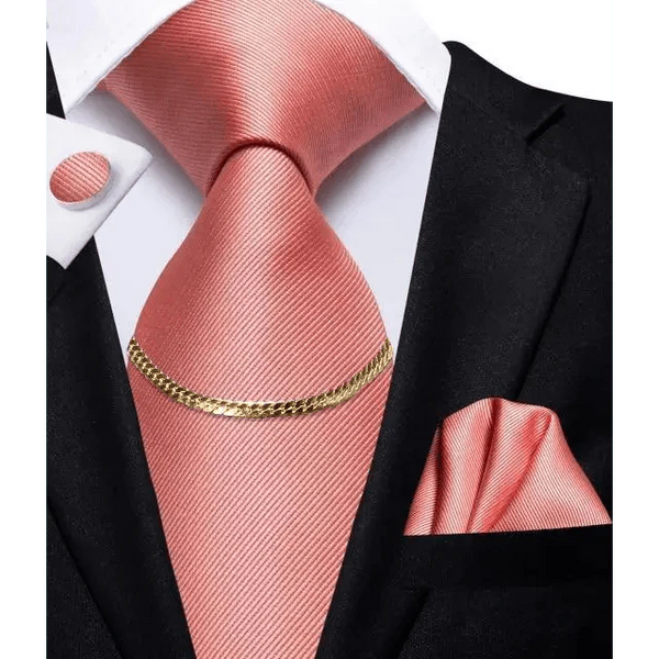 Business Black Silk Necktie Chain Classic Tie Square Handkerchief Elegant Cufflink Wedding Formal Neckties For Men