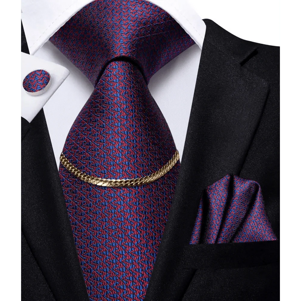 Business Black Silk Necktie Chain Classic Tie Square Handkerchief Elegant Cufflink Wedding Formal Neckties For Men