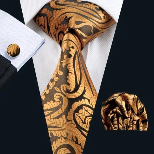 Business Luxury Men Silk Necktie Fashion Tie Sets For Men Wedding Party Wear Elegant Neck Tie Design For Men Soft Business Casual Suit Neckties
