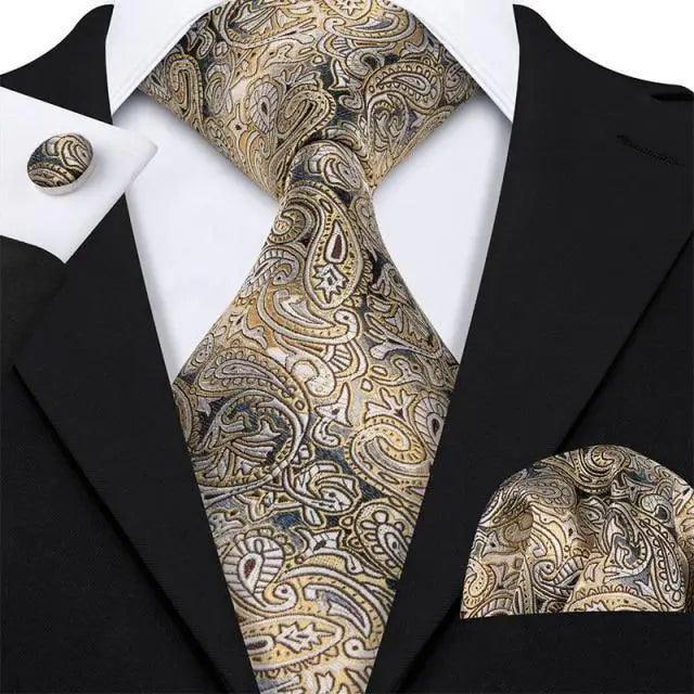 Business Luxury Men Silk Necktie Fashion Tie Sets For Men Wedding Party Wear Elegant Neck Tie Design For Men Soft Business Casual Suit Neckties