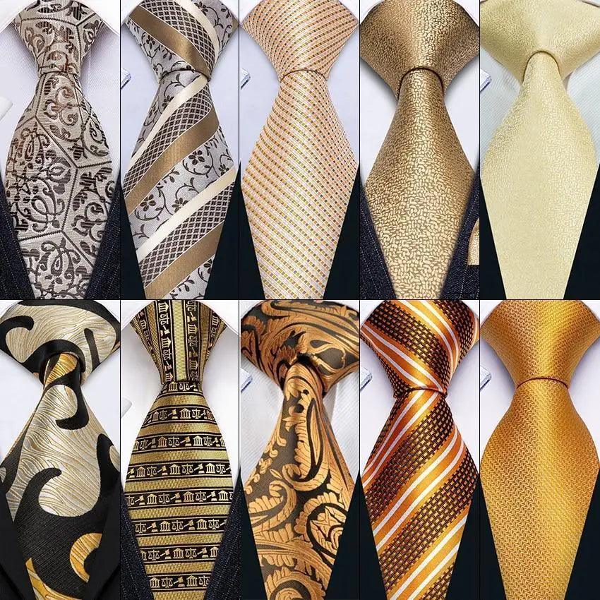 Business Luxury Men Silk Necktie Fashion Tie Sets For Men Wedding Party Wear Elegant Neck Tie Design For Men Soft Business Casual Suit Neckties