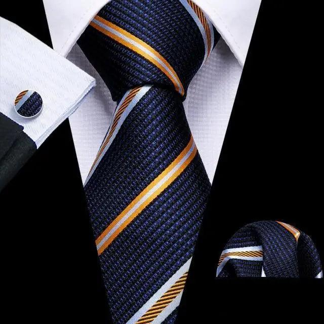 Business Luxury Men Silk Necktie Fashion Tie Sets For Men Wedding Party Wear Elegant Neck Tie Design For Men Soft Business Casual Suit Neckties