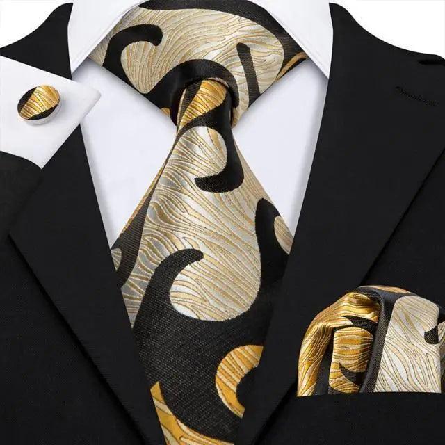 Business Luxury Men Silk Necktie Fashion Tie Sets For Men Wedding Party Wear Elegant Neck Tie Design For Men Soft Business Casual Suit Neckties