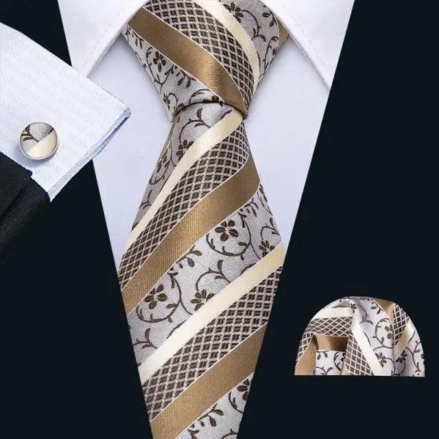 Business Luxury Men Silk Necktie Fashion Tie Sets For Men Wedding Party Wear Elegant Neck Tie Design For Men Soft Business Casual Suit Neckties