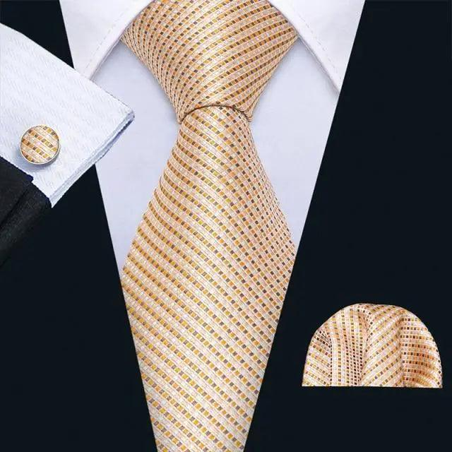 Business Luxury Men Silk Necktie Fashion Tie Sets For Men Wedding Party Wear Elegant Neck Tie Design For Men Soft Business Casual Suit Neckties