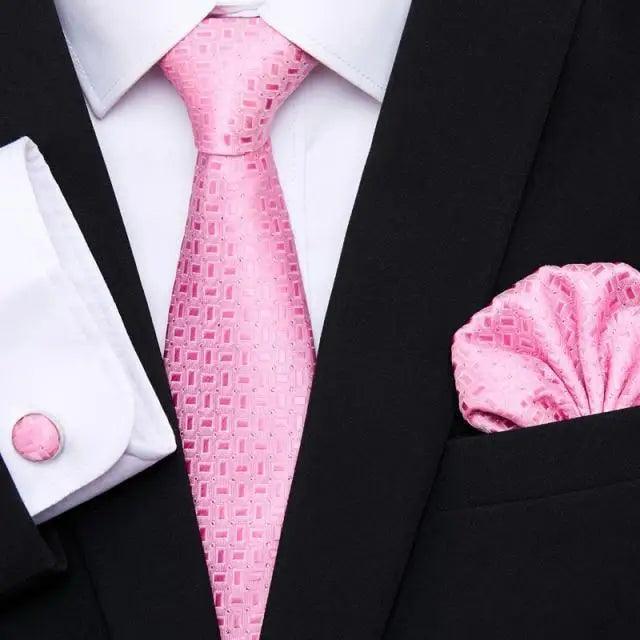 Business Men Silk Necktie Cufflinks Set Luxury Design Necktie With Handkerchief Necktie For Casual And Daily Wear Classic Men Flower Ties Wedding Handkerchief Cufflinks Set