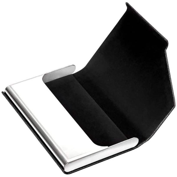 Business Name Card Holder Luxury PU Leather and Stainless Steel Multi Card Case
