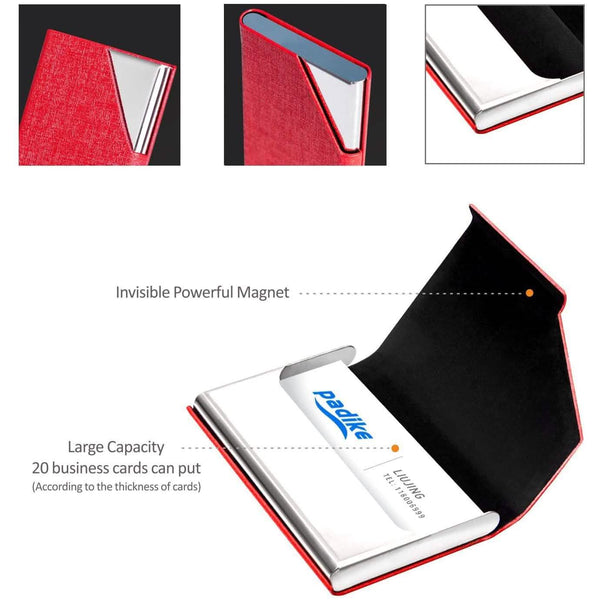 Business Name Card Holder Luxury PU Leather and Stainless Steel Multi Card Case