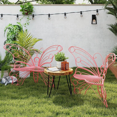 Butterfly Metal Garden Bench with Handcrafted Back Support