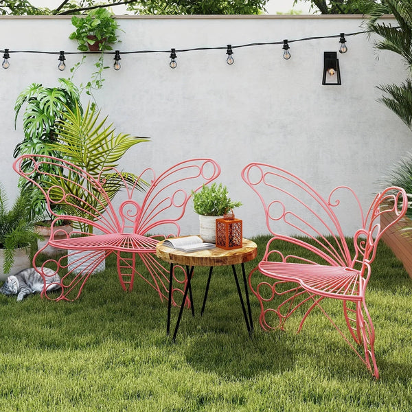Butterfly Metal Garden Bench with Handcrafted Back Support