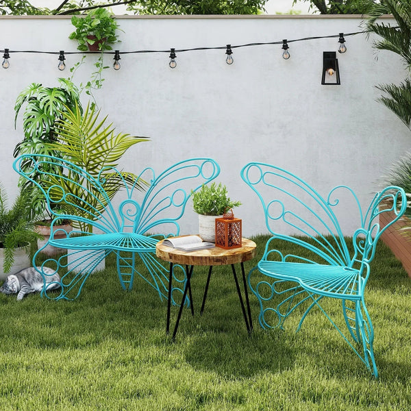 Butterfly Metal Garden Bench with Handcrafted Back Support