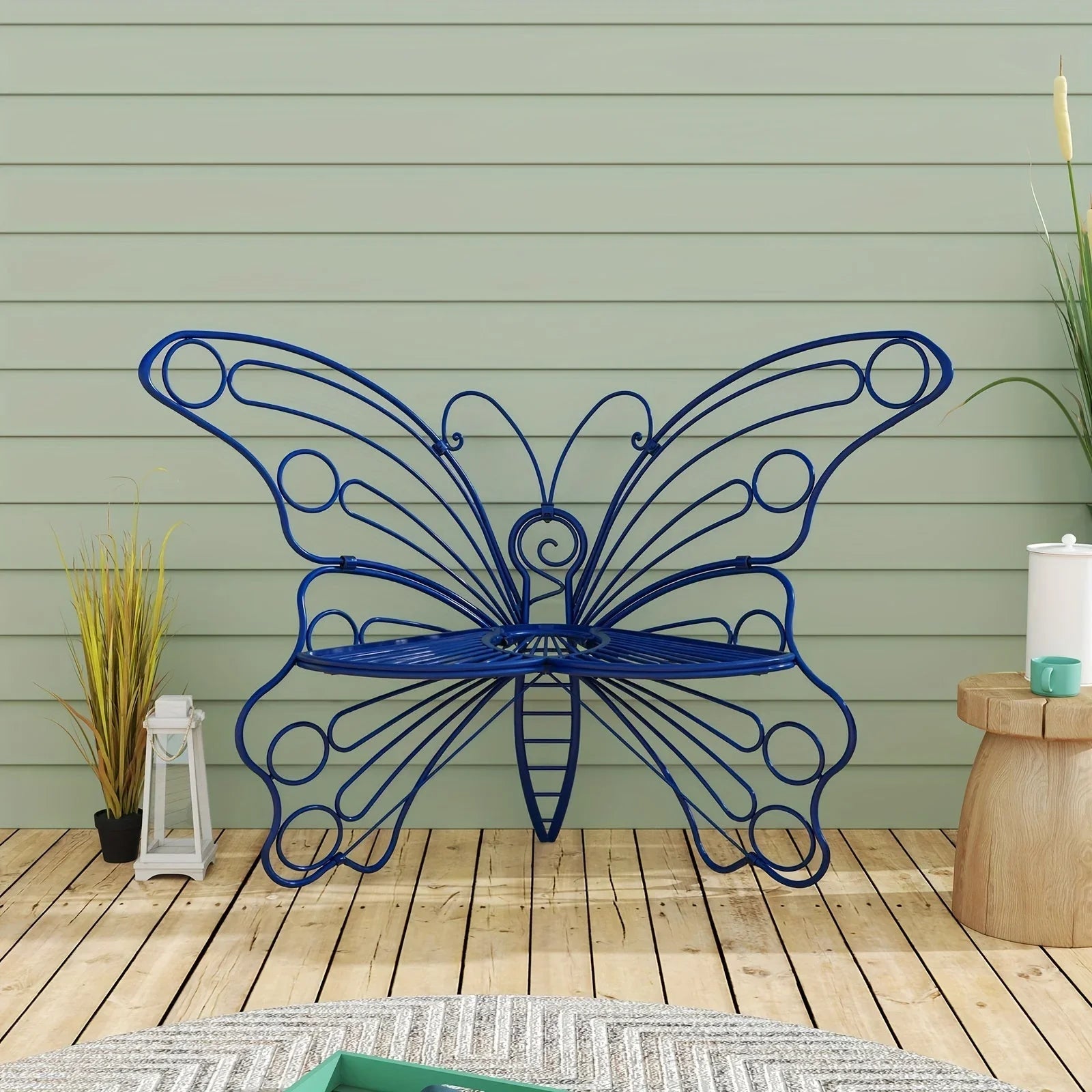 Butterfly Metal Garden Bench with Handcrafted Back Support