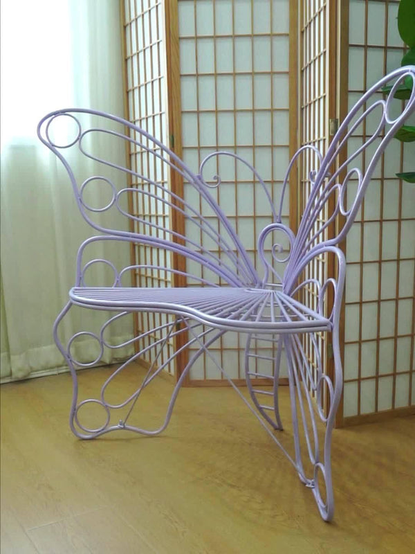 Butterfly Metal Garden Bench with Handcrafted Back Support