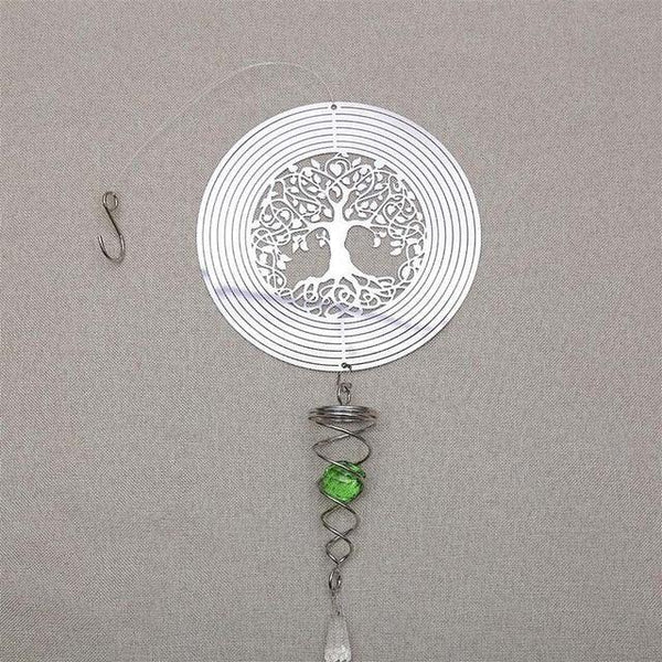 Butterfly Wind Spinner Hanging With Gazing Ball Spiral Tail 3D Metal Rotating Outdoor Stainless Steel Butterfly Metal Wind Chime Christmas Pendant Hanging Spiral Wind-chimes Garden Yard Home Decor