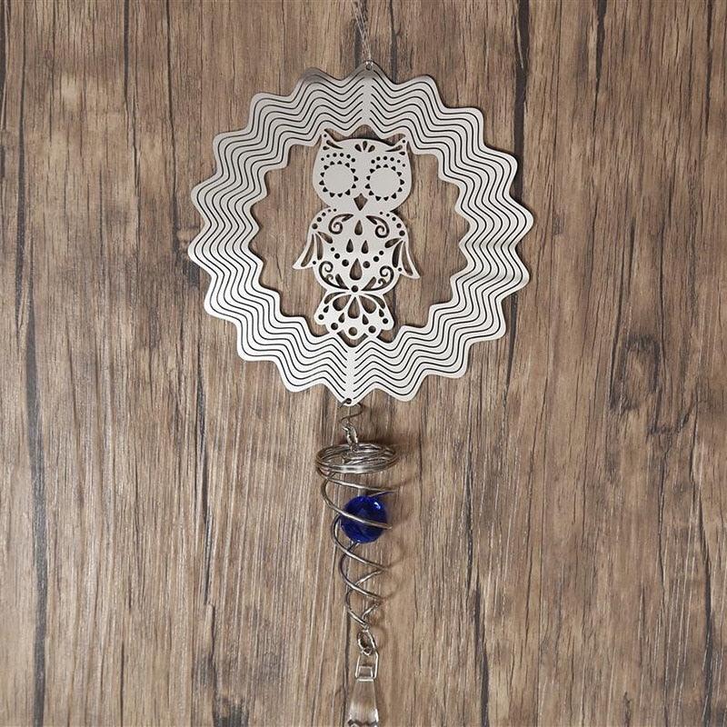 Butterfly Wind Spinner Hanging With Gazing Ball Spiral Tail 3D Metal Rotating Outdoor Stainless Steel Butterfly Metal Wind Chime Christmas Pendant Hanging Spiral Wind-chimes Garden Yard Home Decor