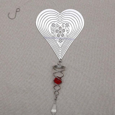 Butterfly Wind Spinner Hanging With Gazing Ball Spiral Tail 3D Metal Rotating Outdoor Stainless Steel Butterfly Metal Wind Chime Christmas Pendant Hanging Spiral Wind-chimes Garden Yard Home Decor