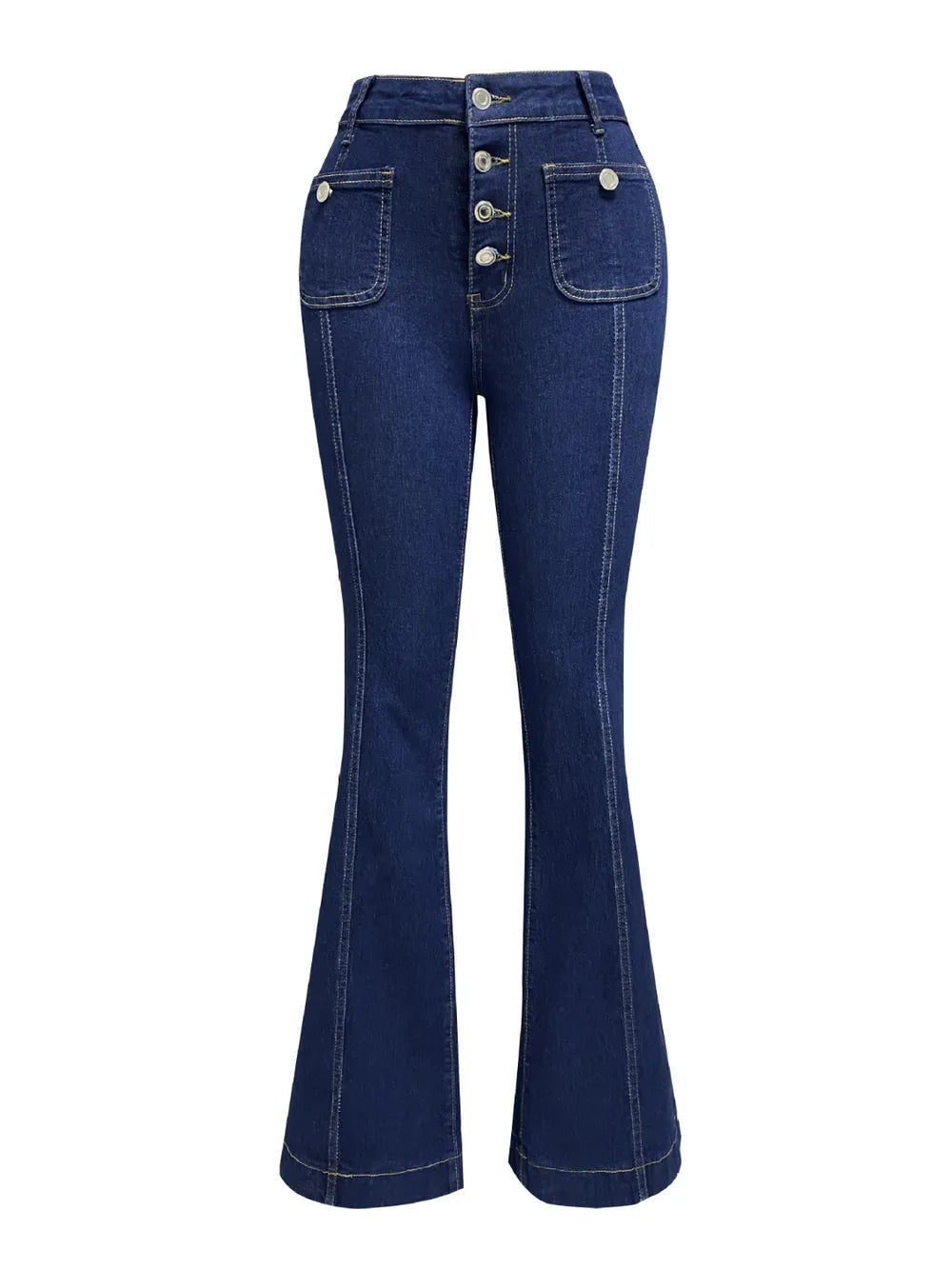 Button Fly High Waist Flare Jeans