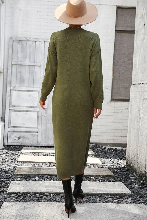 Button knit sweater dress fashionable temperament commuting women's sweater women