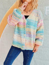 Button Up Long Sleeve Cardigan - Turquoise / S