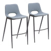 Desi Armless Barstool (Set of 2) Azure Gray