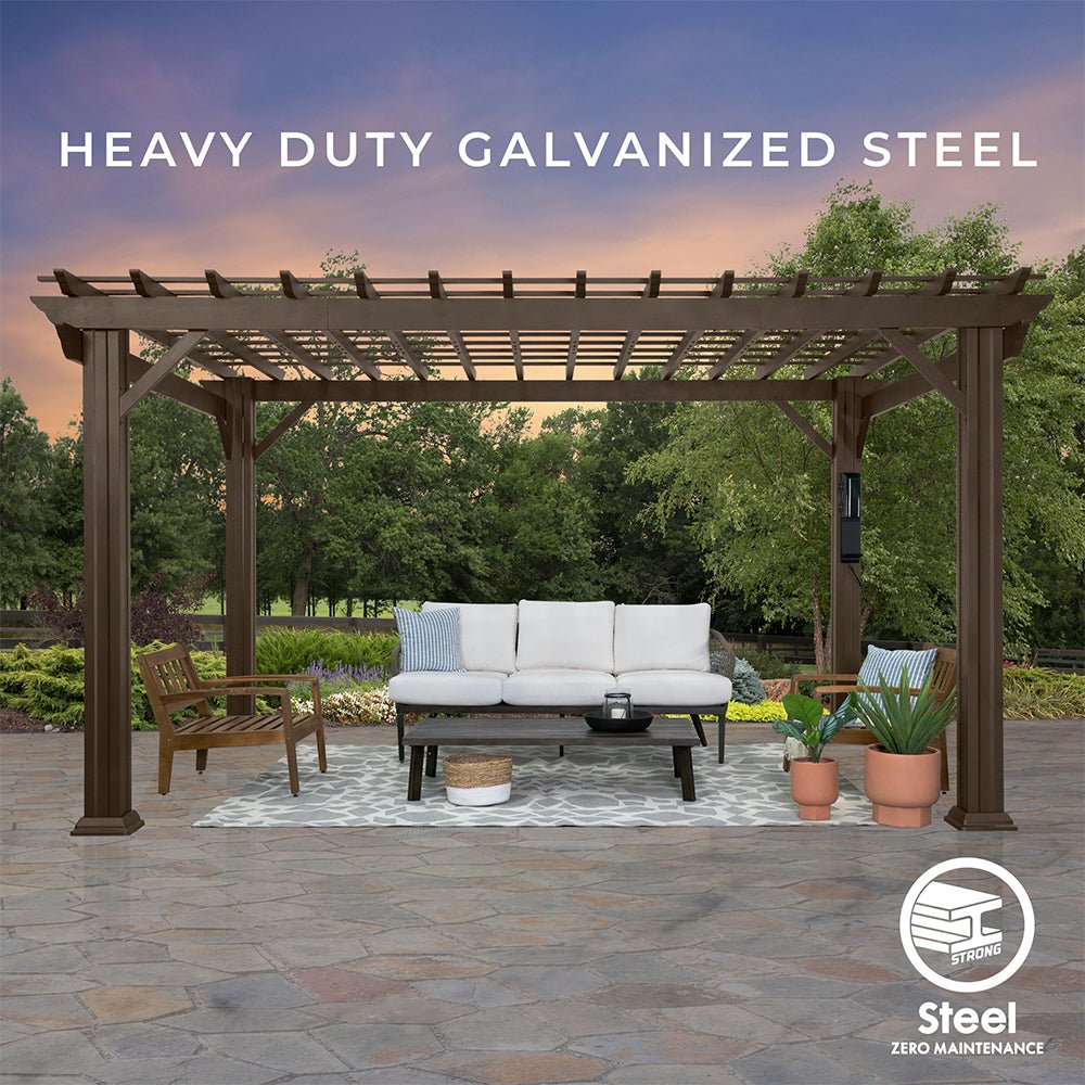 [10x12FT] Heavy Duty Backyard Galvanized Steel Powder Coated Pergola (91358672)