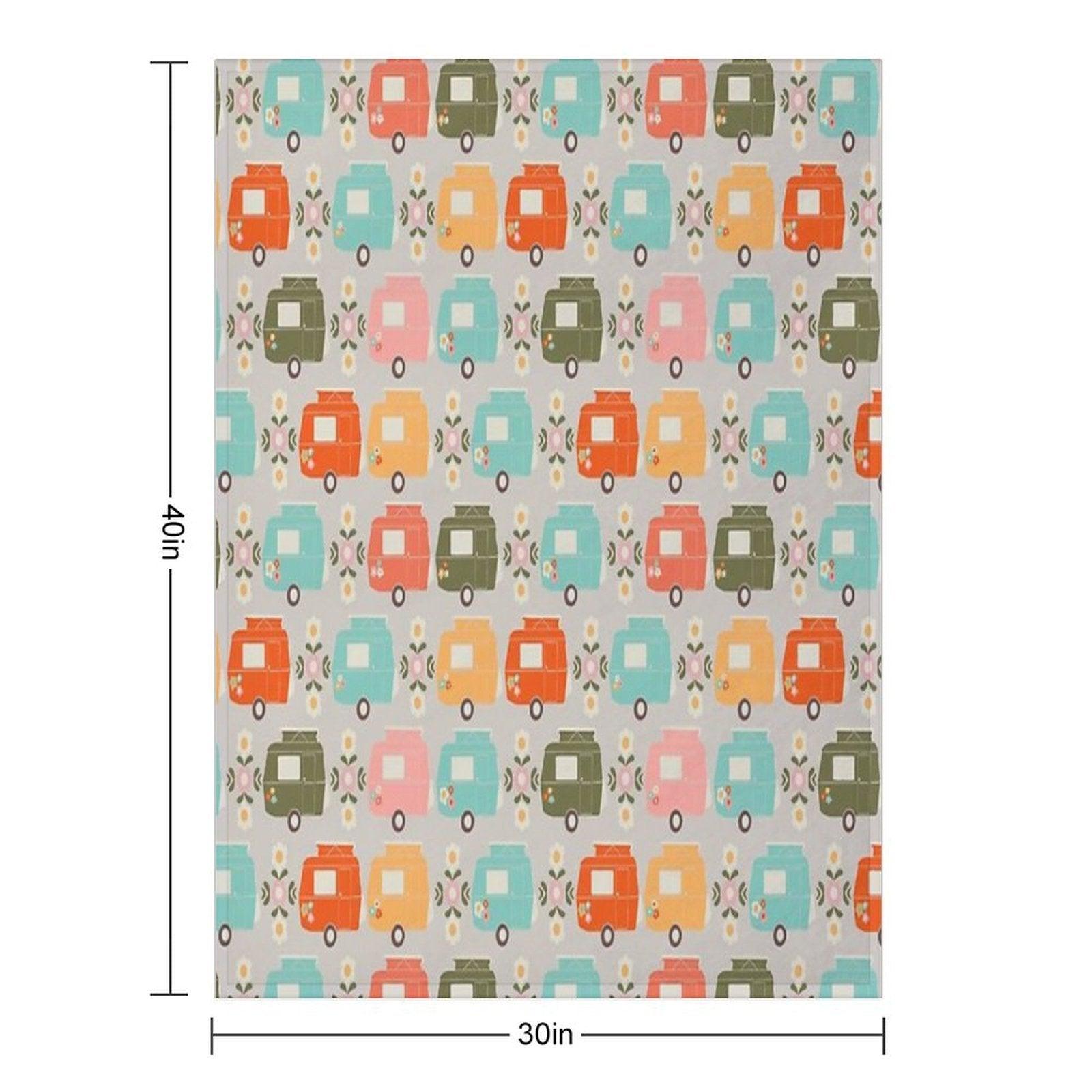 Colourful Vintage Caravans And Daisies Throw Blanket