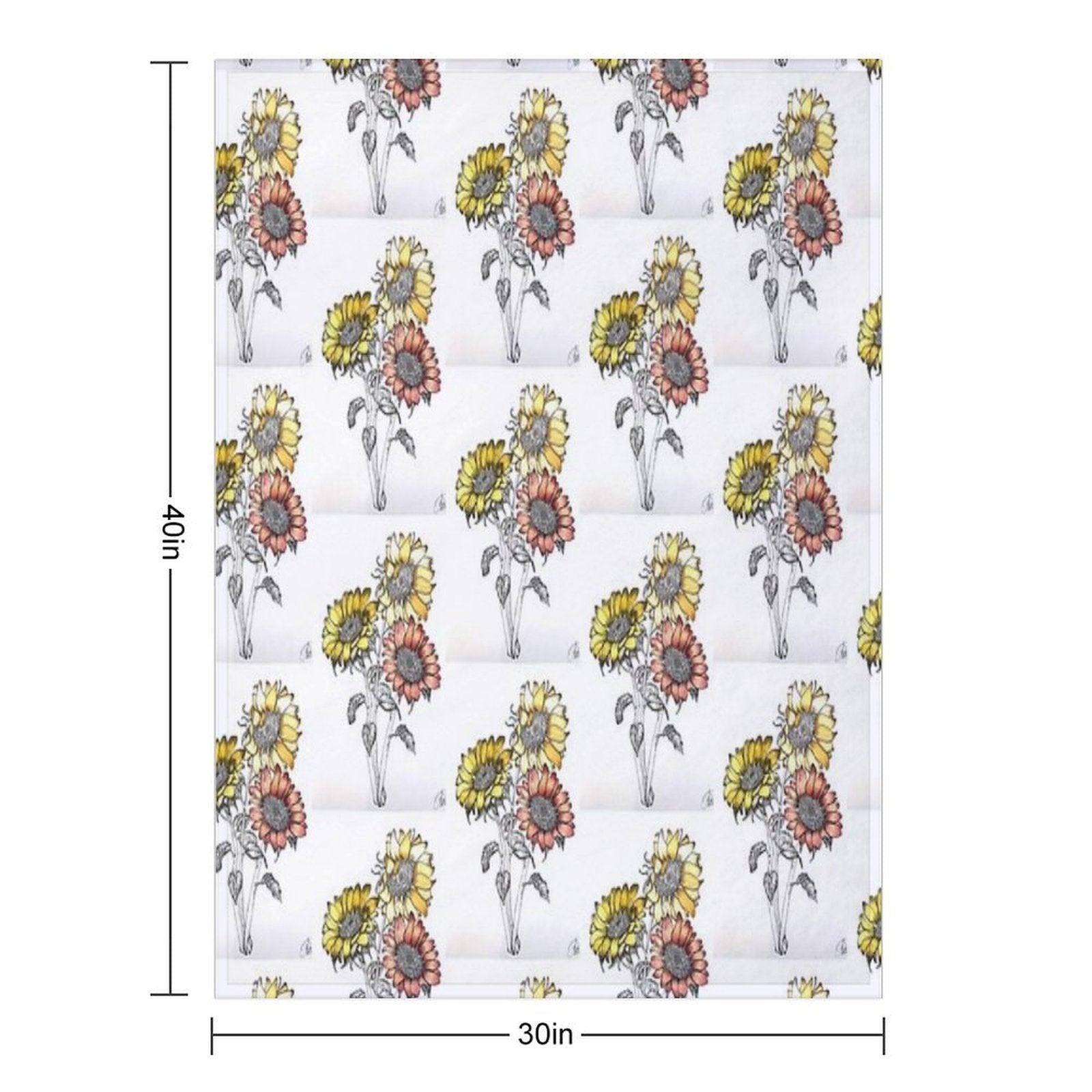 Colored Inked Sunflowers Throw Blanket
