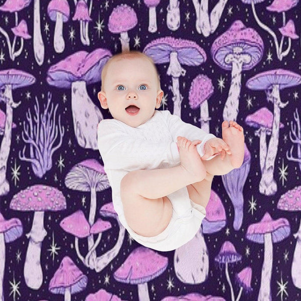 Deadly Mushrooms Dark Purple Throw Blanket