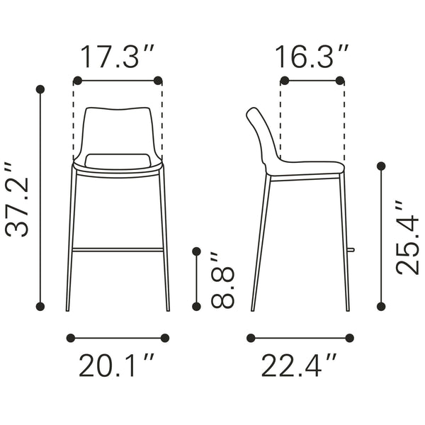 Ace Counter Stool (Set of 2) Dark Gray & Walnut