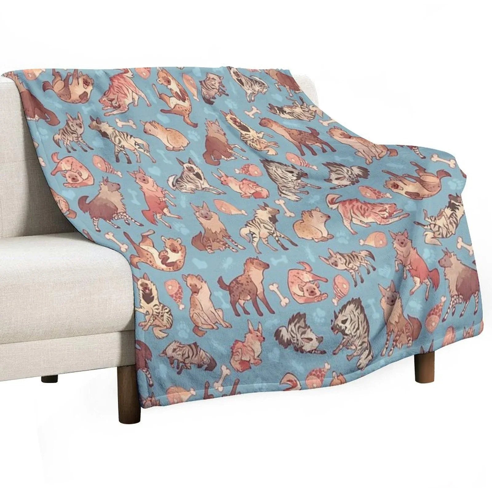 Hyenas in Cerulean Throw Blanket