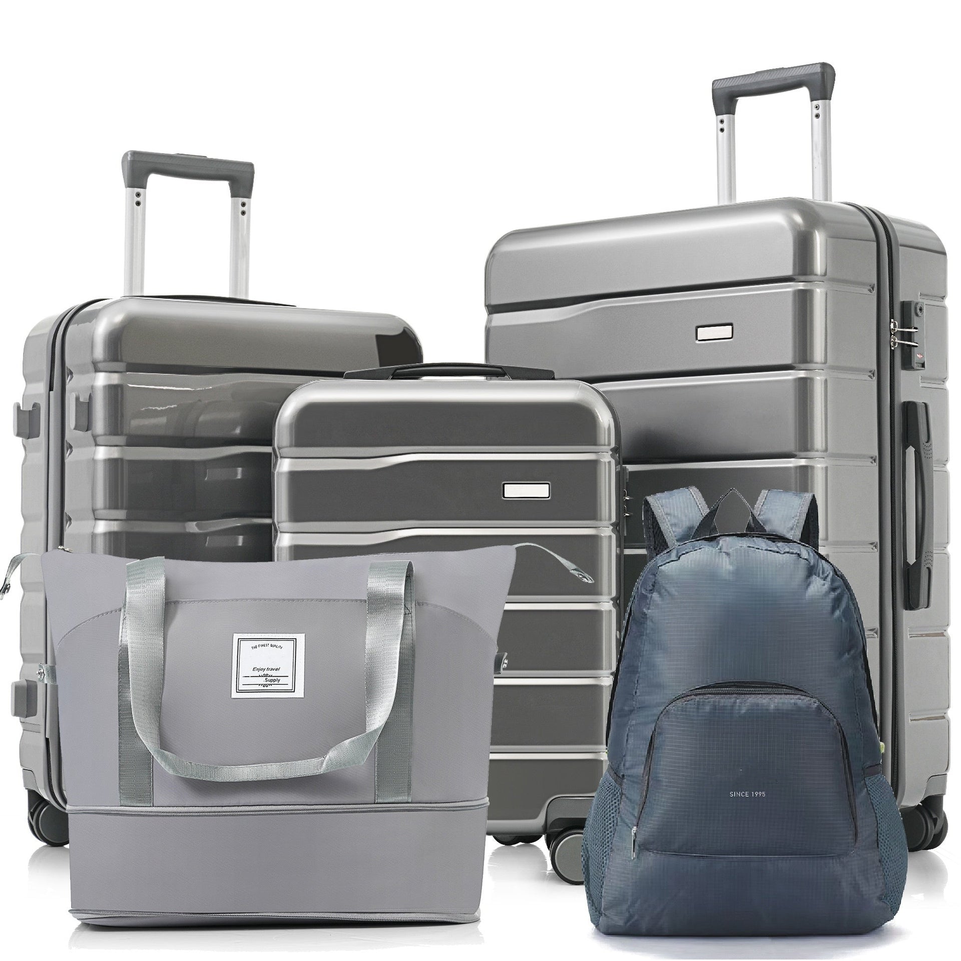 5 Piece Luggage Set with Expandable Duffel Bag & Foldable Backpack – 20