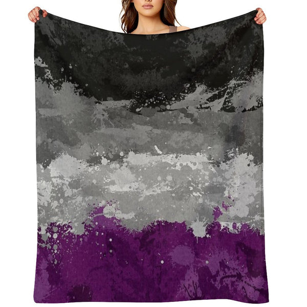 Abstract Paint Splatter Asexual Pride Flag Pattern Versatility Throw Blanket