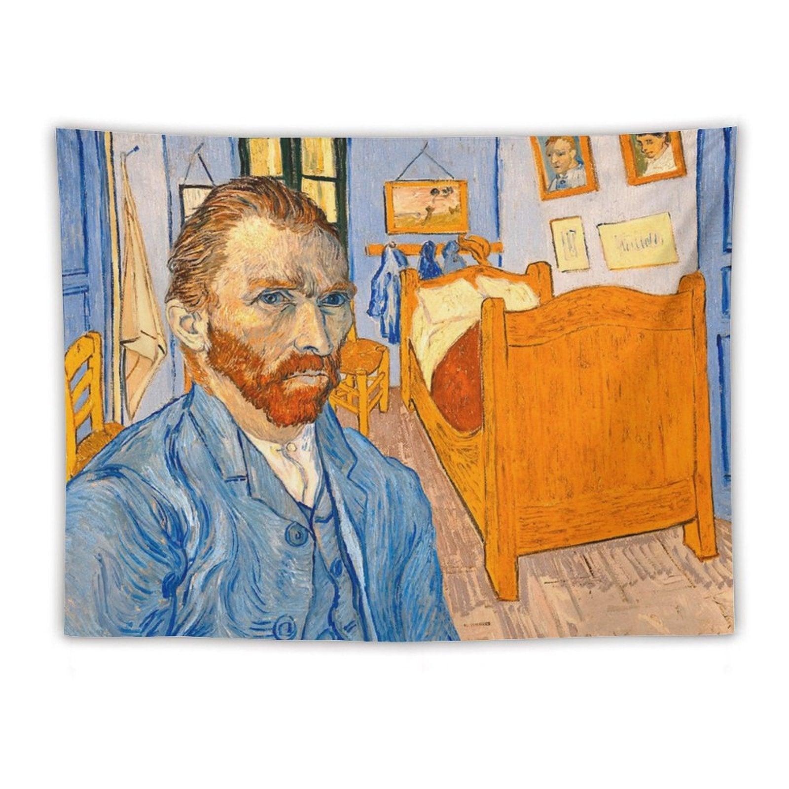 Van Gogh in Front of The Bedroom in Arles Tapestry