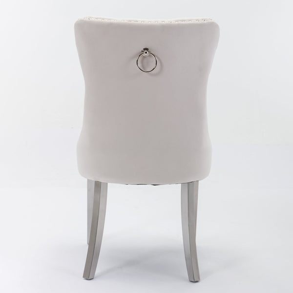 Nikki Collection Modern Tufted Solid Wood Velvet Upholstered Dining Chair with Chrome Legs