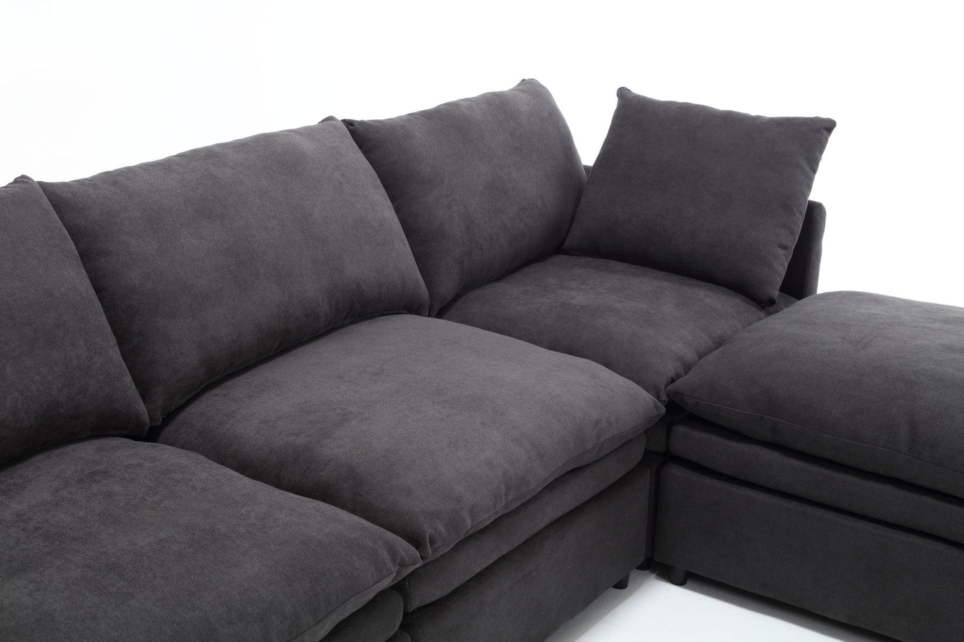 Modern U-shaped Sectional Sofa ,5-seat Upholstered  Sofa Furniture,Sleeper Sofa Couch with Chaise Lounge for Living Room,Apartment,Dark Gray,Polyester