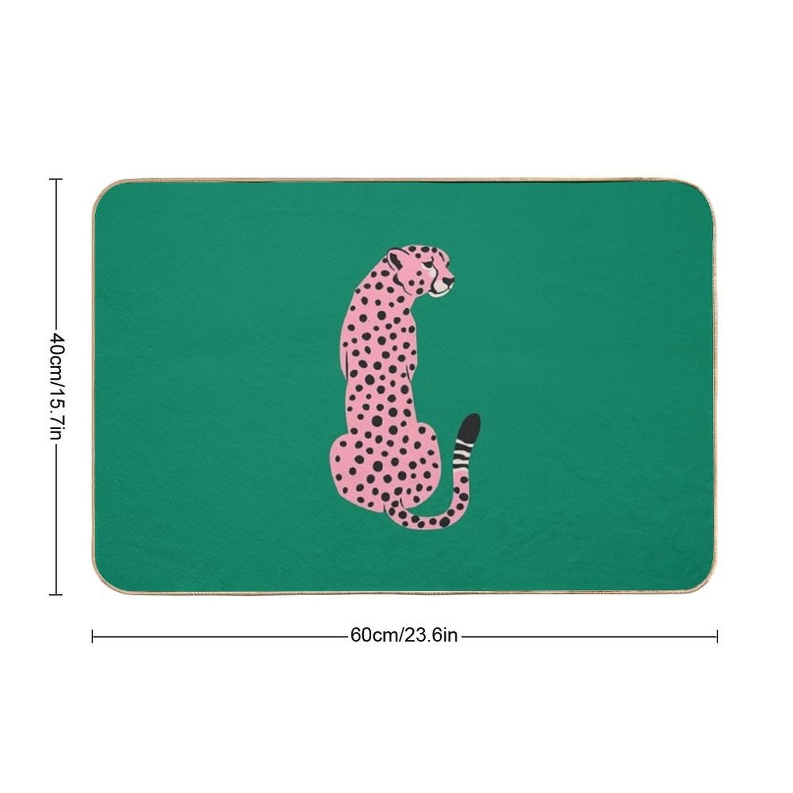Pink Leopard  African Cheetah  Tropical Pop Art Bath Mat