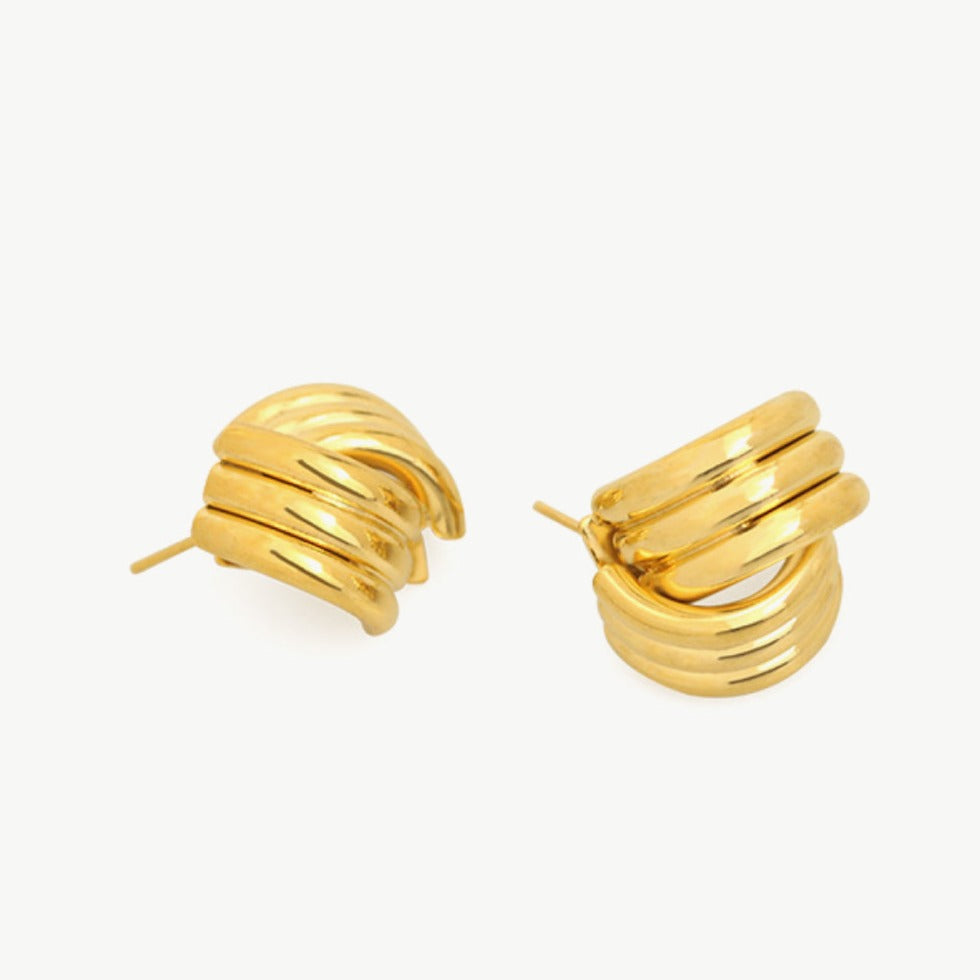 Gold Line Stud Earrings