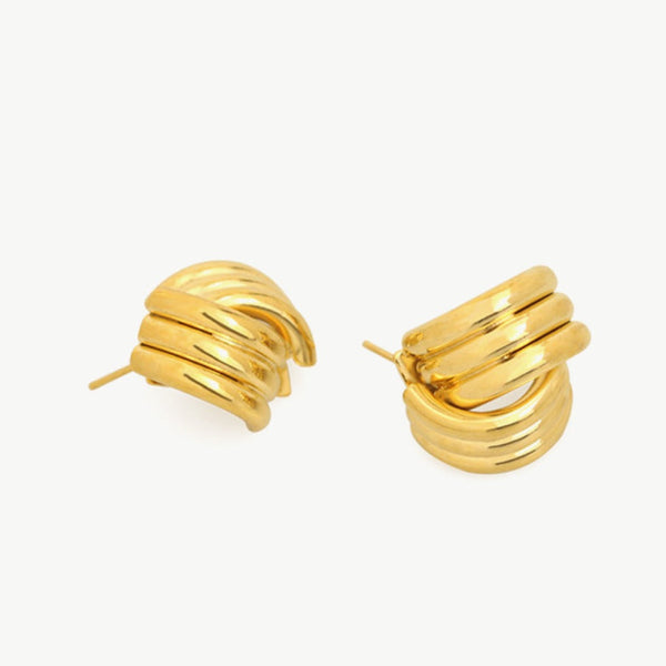 Gold Line Stud Earrings