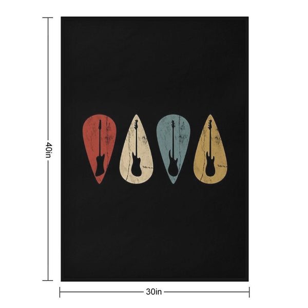 Bass Guitars Picks Retro Velvety-soft Throw Blanket