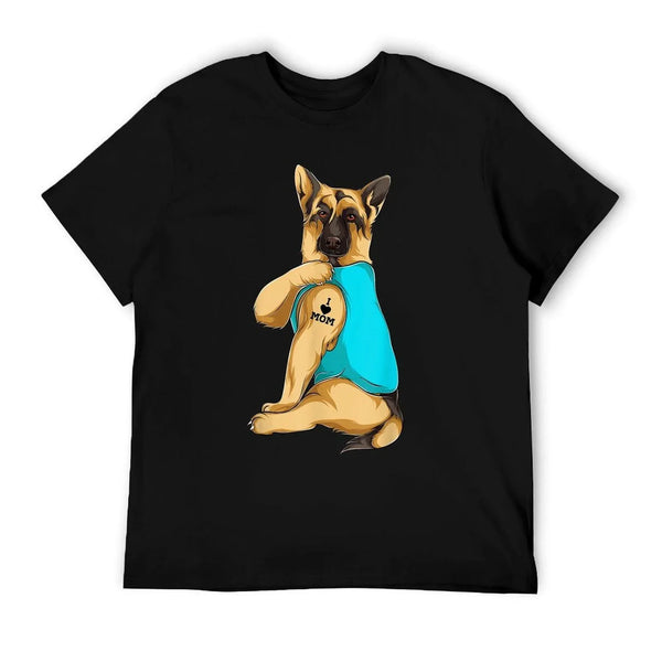 German Shepherd I Love Mom Tattoo Apparel Dog Mom Gift Women T-Shirt