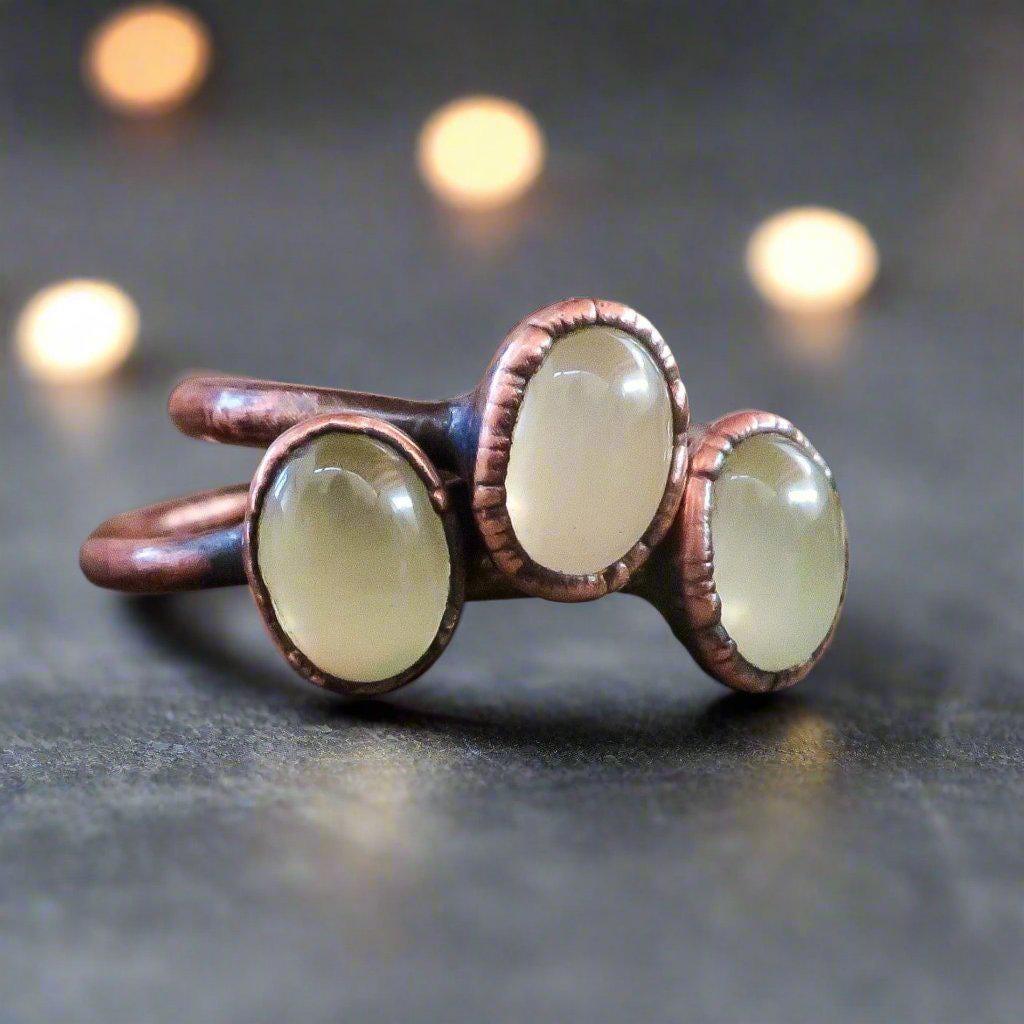 Copper Prehnite Ring Embracing Inner Peace | By Blackbird & Sage