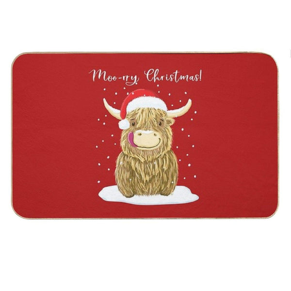 Scottish Highland Cow, Moo-rry Christmas Wee Hamish Bath Mat