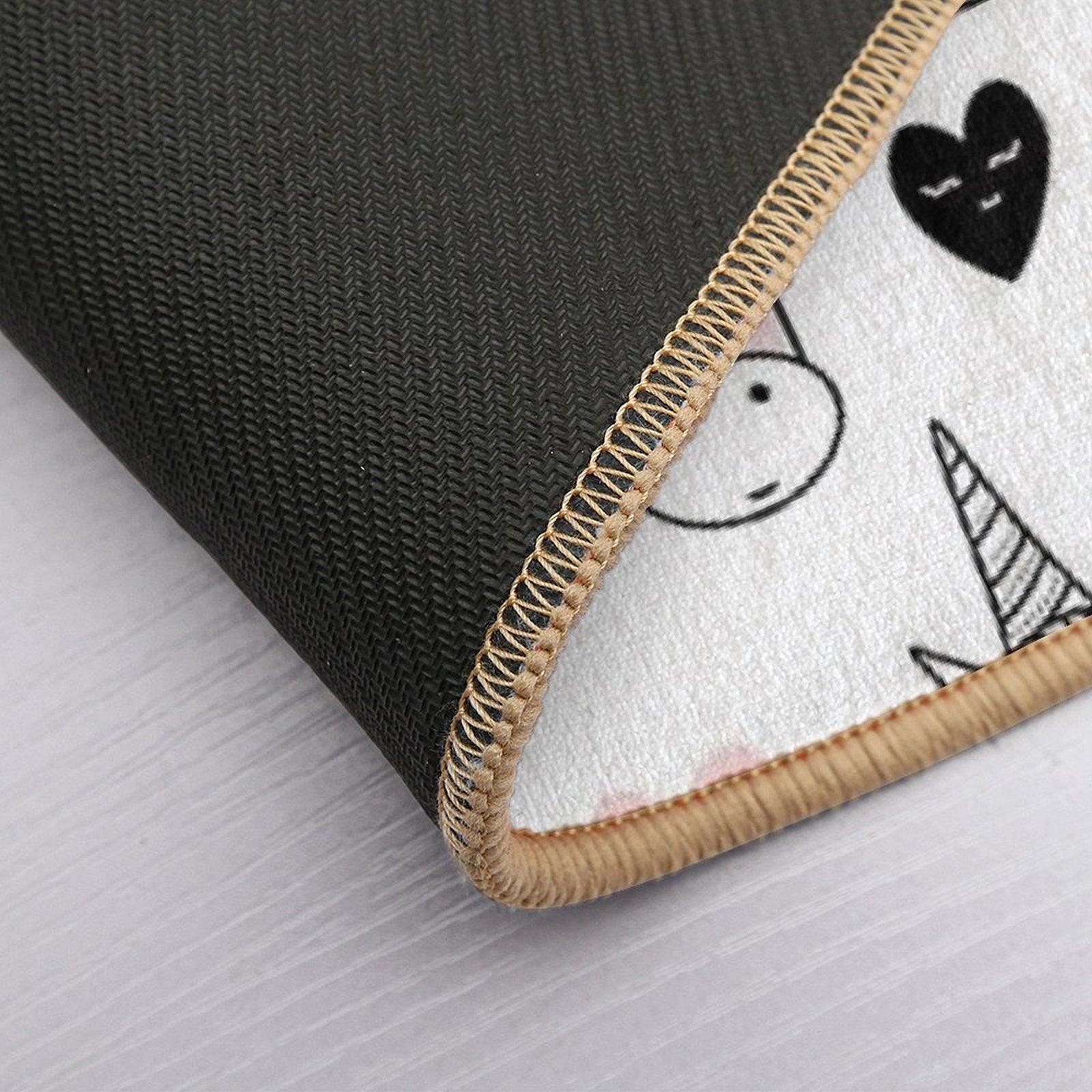 Lovely Unicorns And Hearts - Pink, Black, Grey  Gray Bath Mat